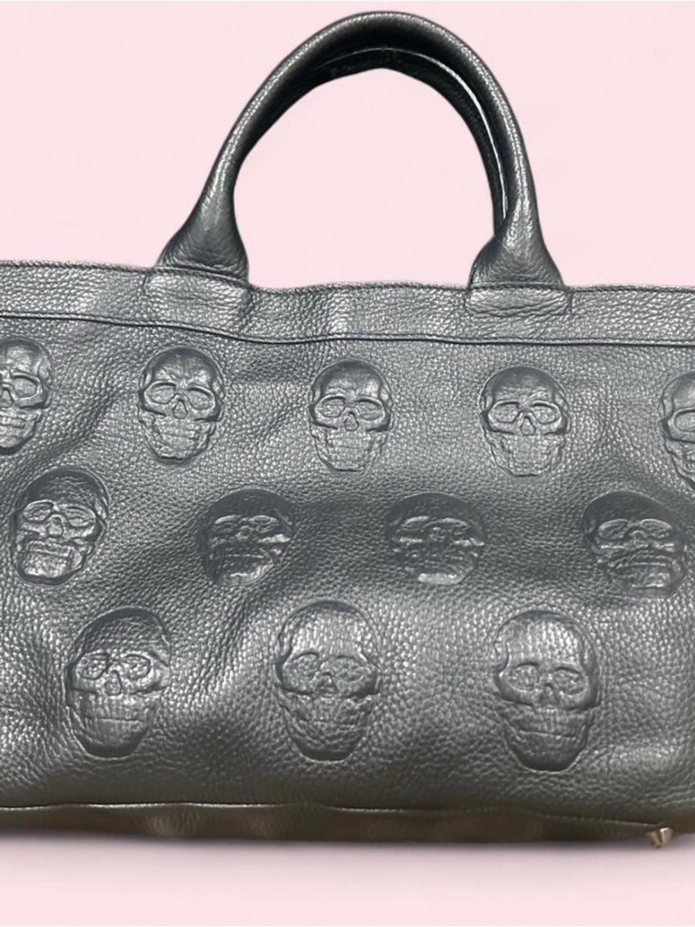 ĺopelle italia brand Black leather skull tote bag